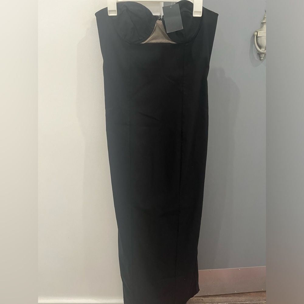 NWT NBD Maxi Dress Jaxie Gown Black Bustier Wedding Guest size L - Picture 3 of 9